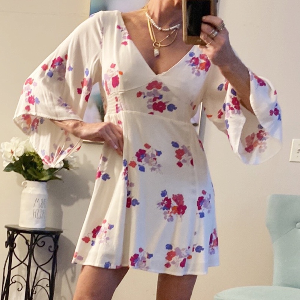 NEW MINKPINK x Revolve White Floral Baby Doll Barbicore Mini Dress women size S